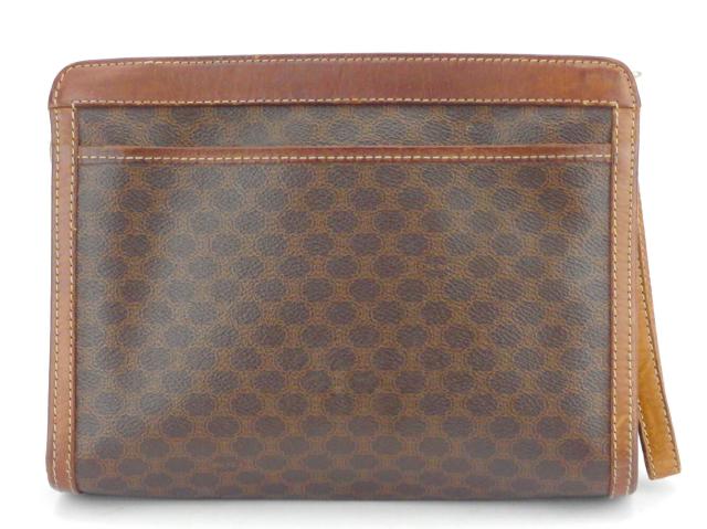 【30％OFF★土日ひと休み大売り出し】セリーヌ CELINE クラッチバッグマカダム 赤銅色 ベージュ レディース 中古