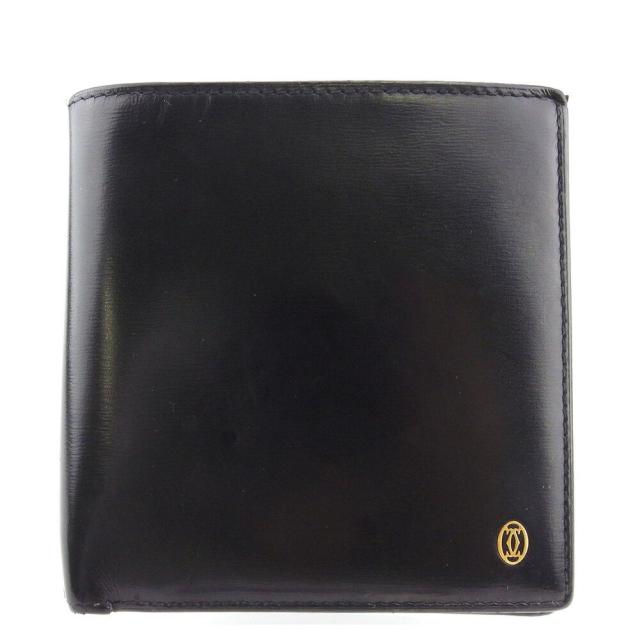 【BIGお買い物ラリー★30%OFFセール中】カルティエ CARTIER 二つ折り財布パシャ ブラック ゴールド レディース 中古