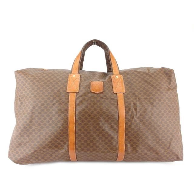 【BIGお買い物ラリー★30%OFFセール中】セリーヌ CELINE ボストンバッグマカダム ブラウン ベージュ ゴールド レディース 中古