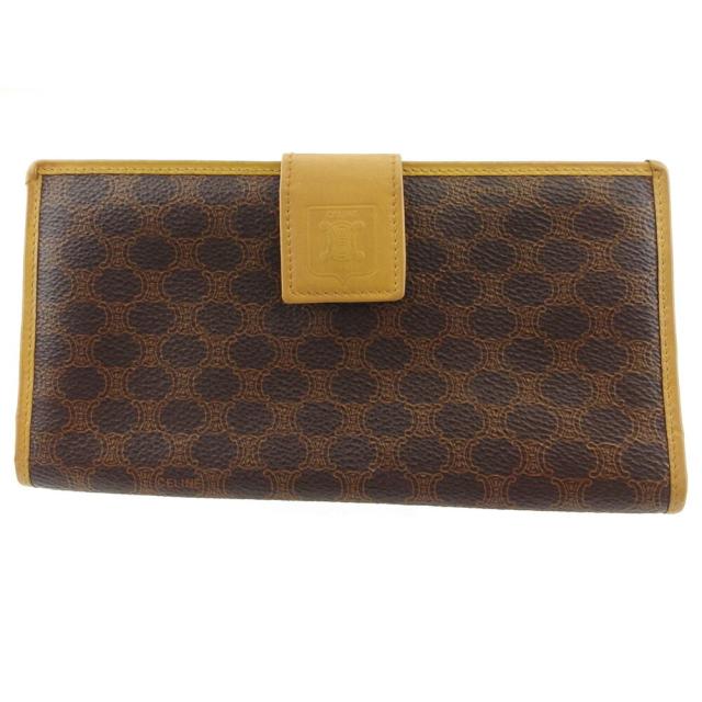 【BIGお買い物ラリー★30%OFFセール中】セリーヌ CELINE 長財布マカダム ブラウン ベージュ レディース 中古