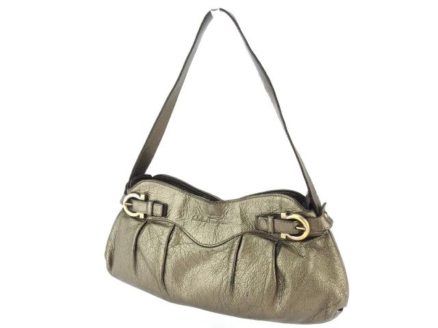 サルヴァトーレフェラガモ Salvatore Ferragamo ショルダーバッグガンチーニ ゴールド ブラウン系 レディース 中古_1