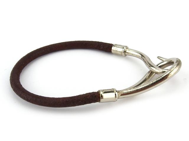 エルメス HERMES ブレスレット ジャンボブレス ブラウン シルバー レディース 中古_3