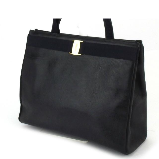 【BIGお買い物ラリー★30%OFFセール中】サルヴァトーレフェラガモ Salvatore Ferragamo トートバッグヴァラ金具 ブラック レディース 中古