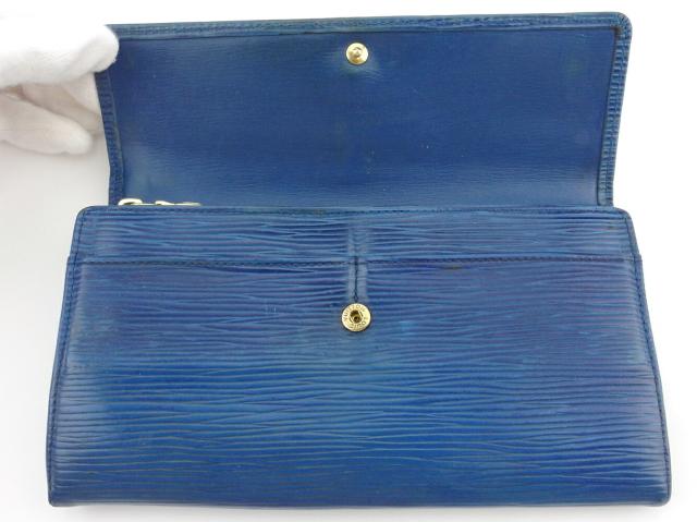 【30％OFF★週末タイムSALE】ルイ・ヴィトン LOUIS VUITTON 長財布エピ ポシェットポルトモネクレディ ブルー ゴールド レディース 中古_4