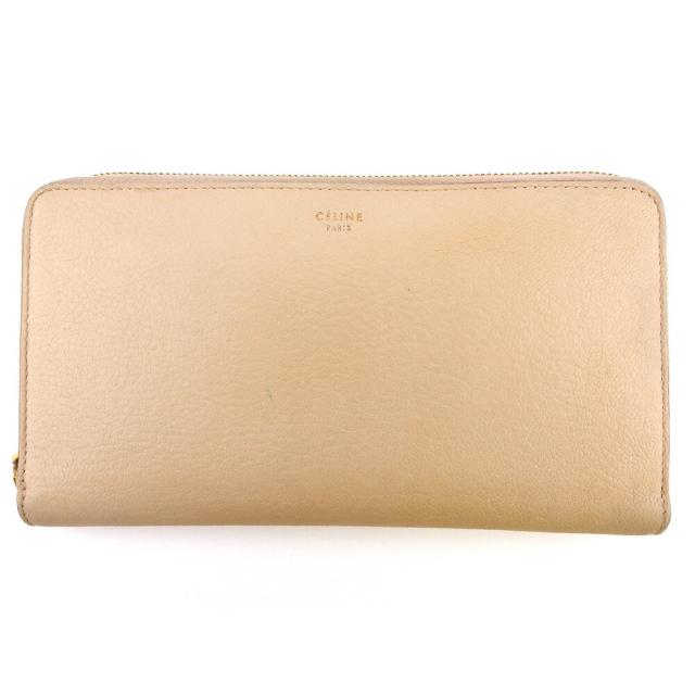 【BIGお買い物ラリー★30%OFFセール中】セリーヌ CELINE 長財布ロゴ ピンク ゴールド ボルドー レディース 中古