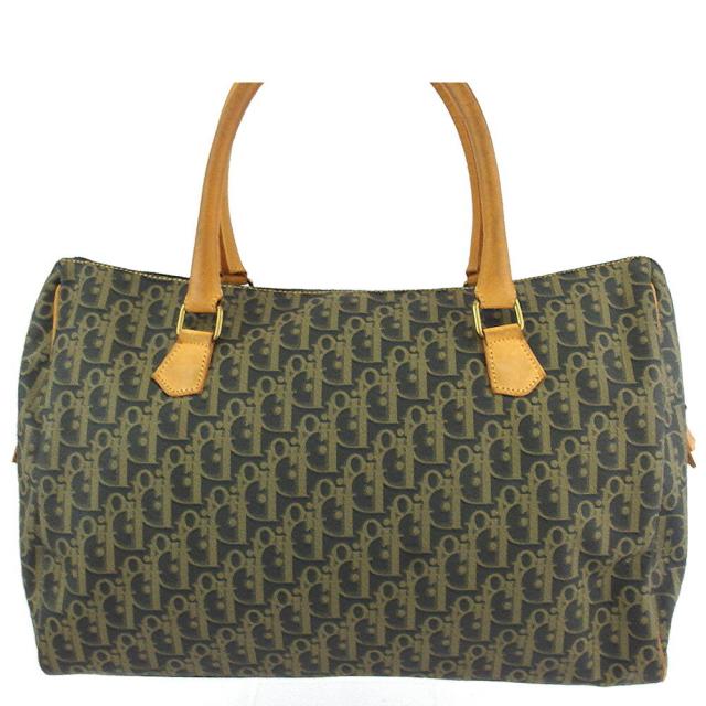 【BIGお買い物ラリー★30%OFFセール中】ディオール Dior ボストンバッグトロッター ベージュ ネイビー ゴールド レディース 中古