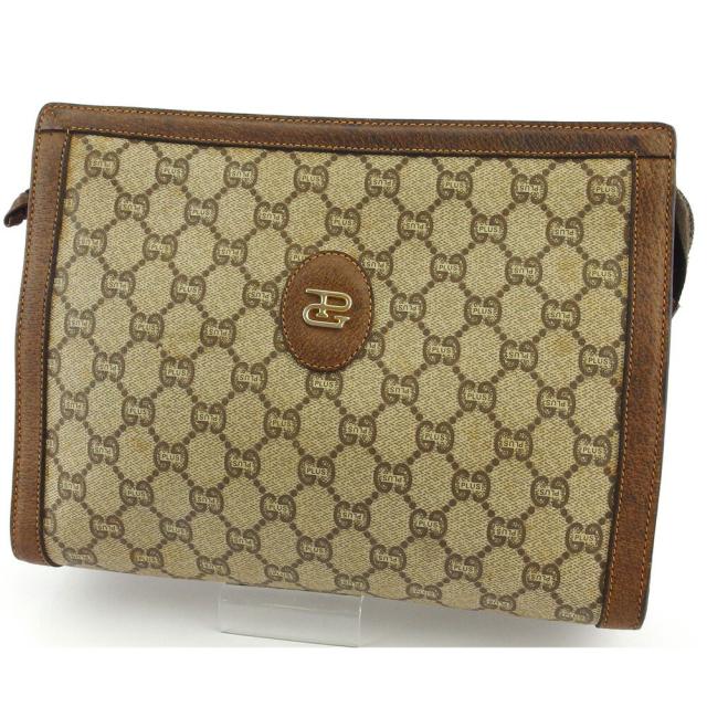 【BIGお買い物ラリー★30%OFFセール中】グッチ GUCCI クラッチバッグGGプラス オールドグッチ ブラウン ベージュ レディース 中古