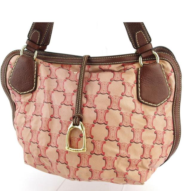 【X'masセール★30%OFF】セリーヌ CELINE ショルダーバッグマカダム ピンク ブラウン ゴールド レディース 中古