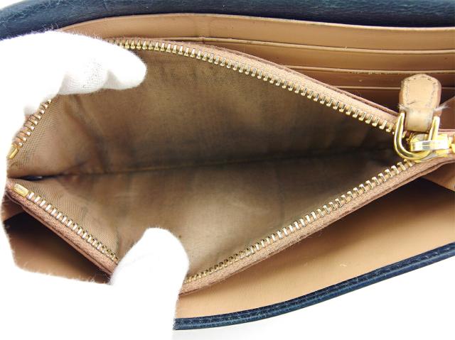 プラダ PRADA 長財布ロゴ グリーン ブルー ゴールド レディース 中古_6