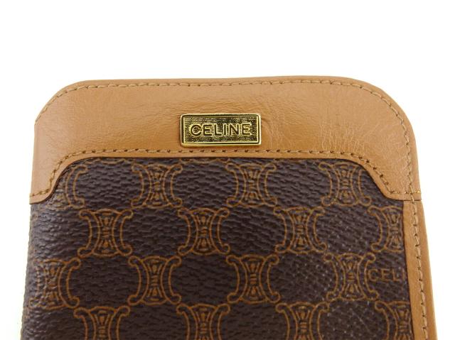 セリーヌ CELINE メガネケースマカダム ブラウン ベージュ ゴールド
