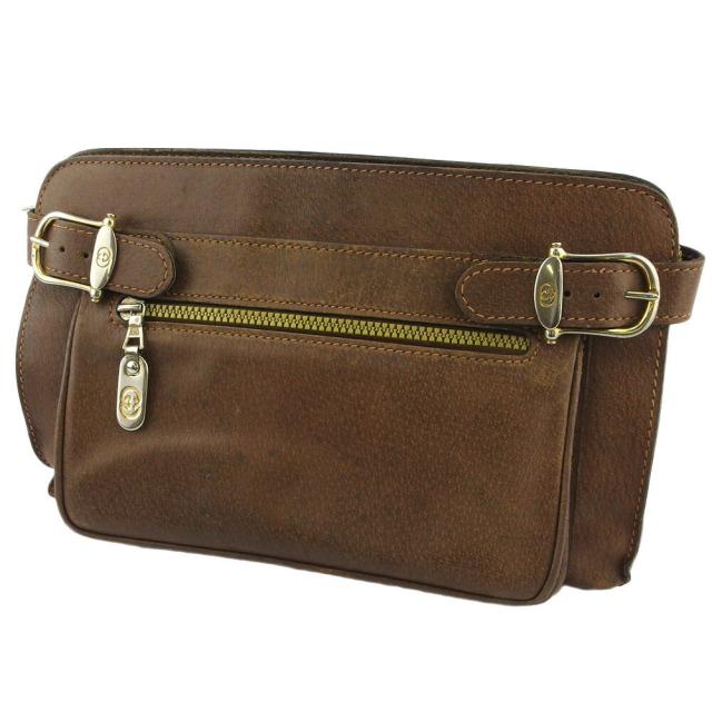 【BIGお買い物ラリー★30%OFFセール中】グッチ GUCCI クラッチバッグダブルG オールドグッチ ブラウン シルバー ゴールド レディース 中古