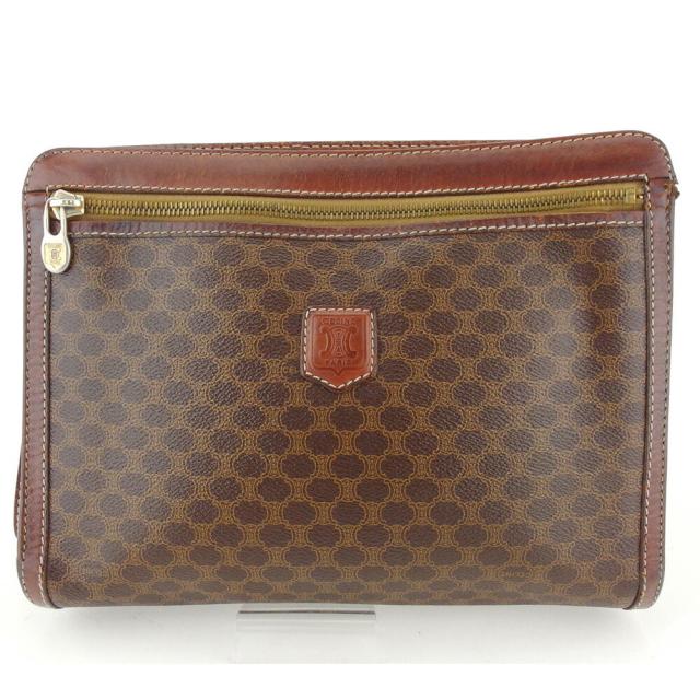【BIGお買い物ラリー★30%OFFセール中】セリーヌ CELINE クラッチバッグマカダム ブラウン ベージュ レディース 中古