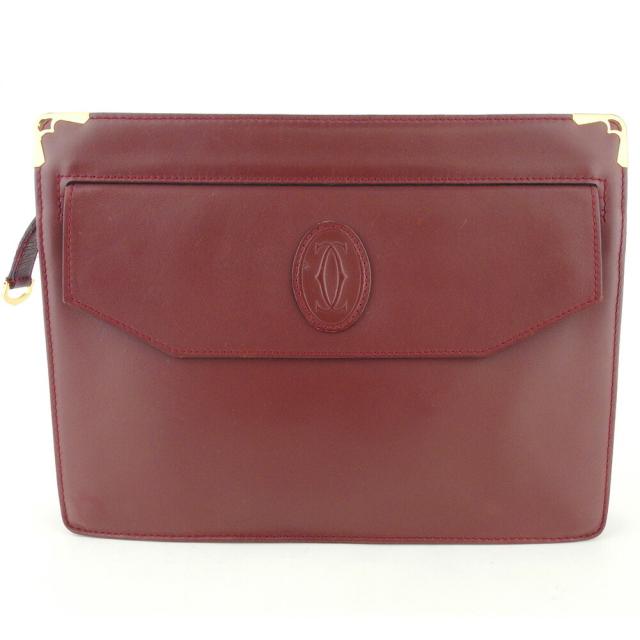【BIGお買い物ラリー★30%OFFセール中】カルティエ CARTIER クラッチバッグマストライン ボルドー ゴールド レディース 中古