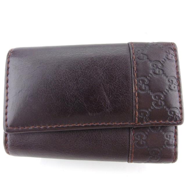 【BIGお買い物ラリー★30%OFFセール中】グッチ GUCCI キーケースグッチシマ ブラウン シルバー レディース 中古