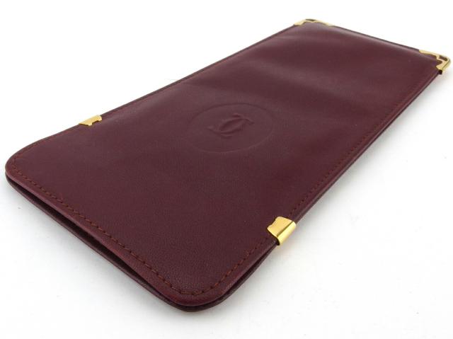【30％OFF★週末タイムセール】カルティエ CARTIER メガネケースマストライン ボルドー ゴールド レディース 中古_2