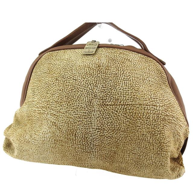 【BIGお買い物ラリー★30%OFFセール中】ボルボネーゼ BORBONESE ハンドバッグウズラ柄 ベージュ レディース 中古