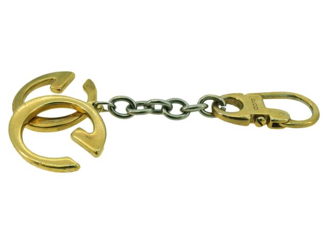 【GWタイムセール】グッチ GUCCI キーホルダーダブルG ゴールド シルバー レディース 中古