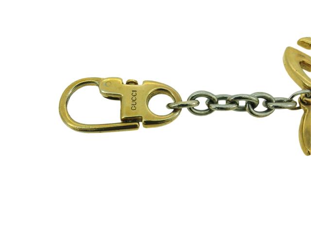 【GWタイムセール】グッチ GUCCI キーホルダーダブルG ゴールド シルバー レディース 中古