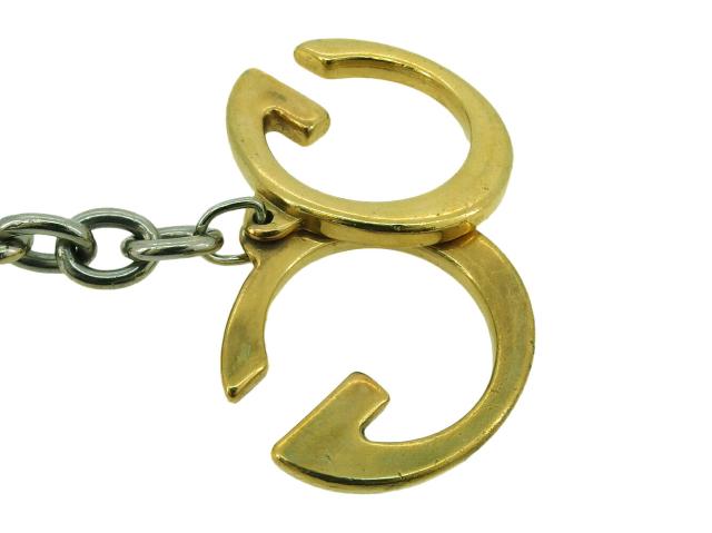 【GWタイムセール】グッチ GUCCI キーホルダーダブルG ゴールド シルバー レディース 中古