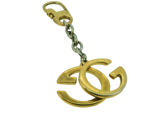 【GWタイムセール】グッチ GUCCI キーホルダーダブルG ゴールド シルバー レディース 中古