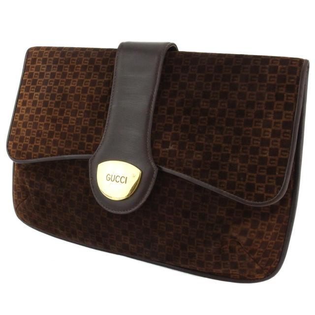 【BIGお買い物ラリー★30%OFFセール中】グッチ GUCCI クラッチバッグGマーク柄 オールドグッチ ブラウン ゴールド レディース 中古