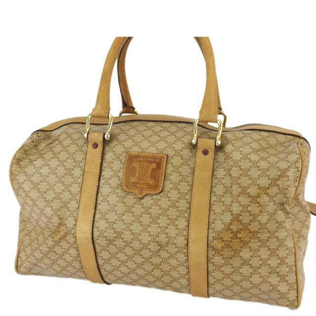 【X'masセール★30%OFF】セリーヌ CELINE ハンドバッグマカダム ベージュ ブラウン ゴールド レディース 中古