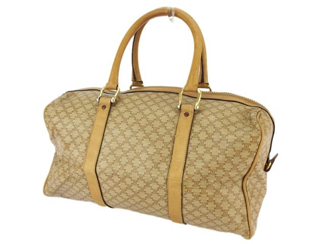 【GWタイムセール】セリーヌ CELINE ハンドバッグマカダム ベージュ ブラウン ゴールド レディース 中古_1