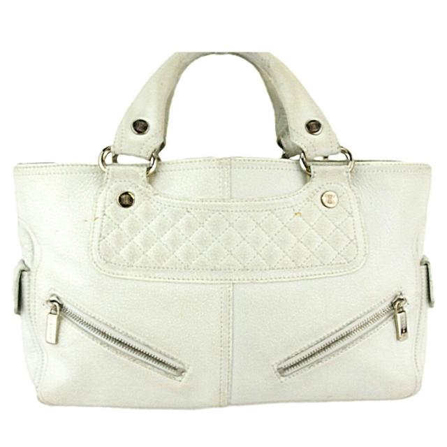 【BIGお買い物ラリー★30%OFFセール中】セリーヌ CELINE トートバッグブギーバッグ ホワイト 白 シルバー レディース 中古