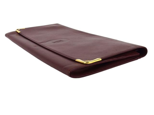 【30％OFF★土日ひと休み大売り出し】カルティエ CARTIER クラッチバッグマストライン ボルドーワイン レディース 中古