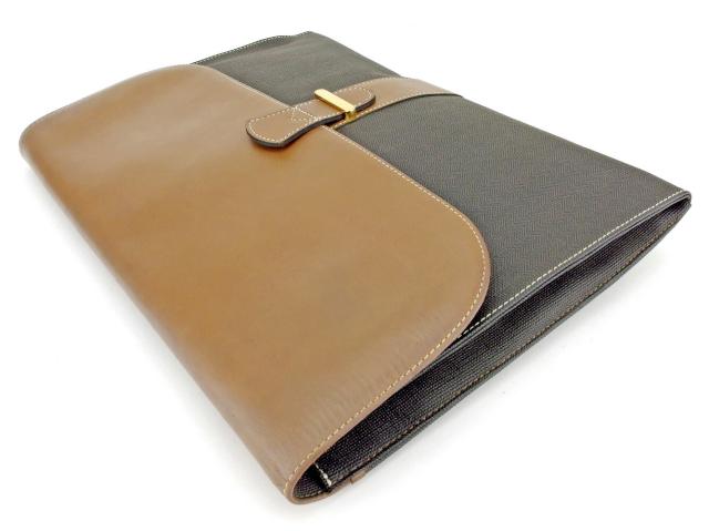 ダンヒル Dunhill ビジネスバッグヘリンボーン ブラック ブラウン ゴールド レディース 中古_4