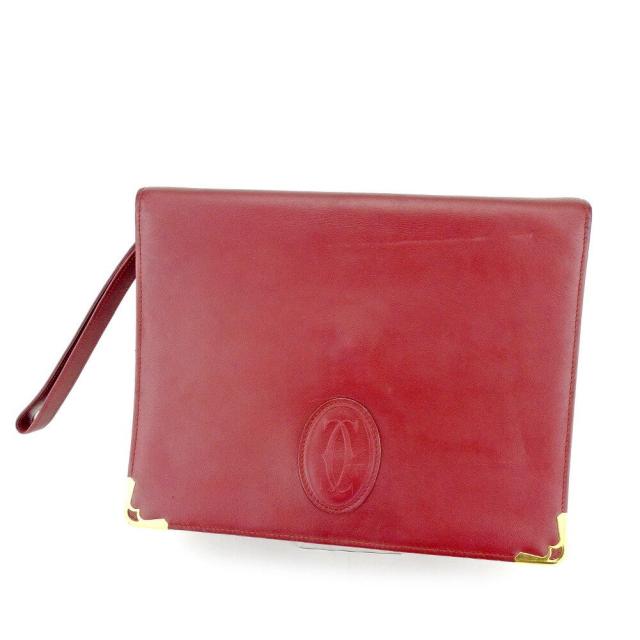 【BIGお買い物ラリー★30%OFFセール中】カルティエ CARTIER クラッチバッグマストライン ボルドー ゴールド レディース 中古