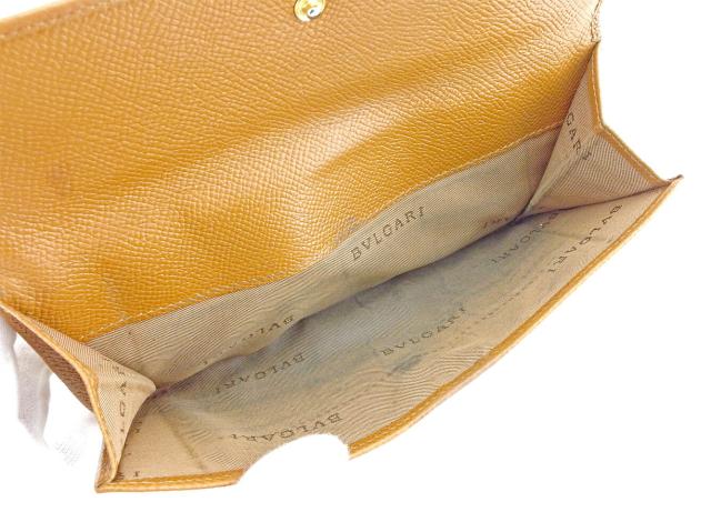 ブルガリ 長財布 レディース ロゴ ライトブラウン×ゴールド 中古