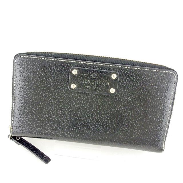 【BIGお買い物ラリー★30%OFFセール中】ケイトスペード Kate Spade 長財布ロゴ ブラック ゴールド ベージュ系 レディース 中古