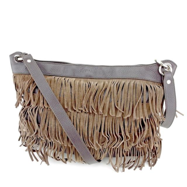 【BIGお買い物ラリー★30%OFFセール中】フルラ Furla ショルダーバッグフリンジ ブラウン シルバー レディース 中古