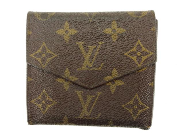 【30％OFF★週末タイムセール】ルイ・ヴィトン LOUIS VUITTON 二つ折り財布モノグラム ポルトモネビエ（旧タイプ） ブラウン ベージュ レディース 中古_1