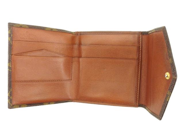 【30％OFF★週末タイムセール】ルイ・ヴィトン LOUIS VUITTON 二つ折り財布モノグラム ポルトモネビエ（旧タイプ） ブラウン ベージュ レディース 中古_4