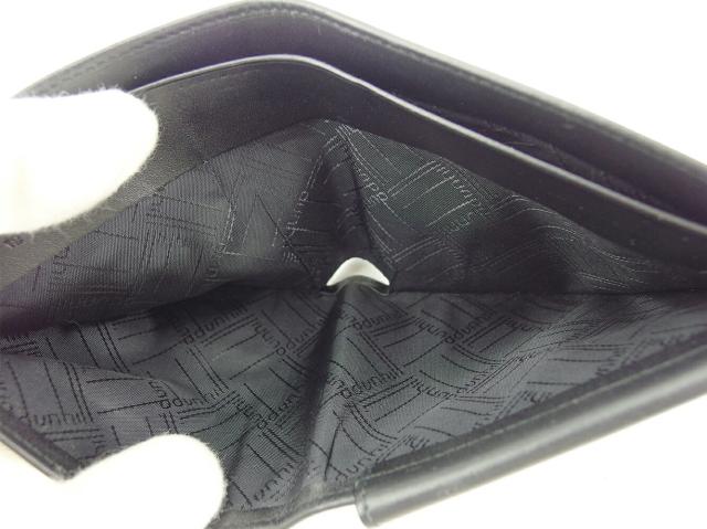 【週末タイムSALE★30%OFF】ダンヒル Dunhill 二つ折り財布ロゴプレート ブラック ゴールド レディース 中古