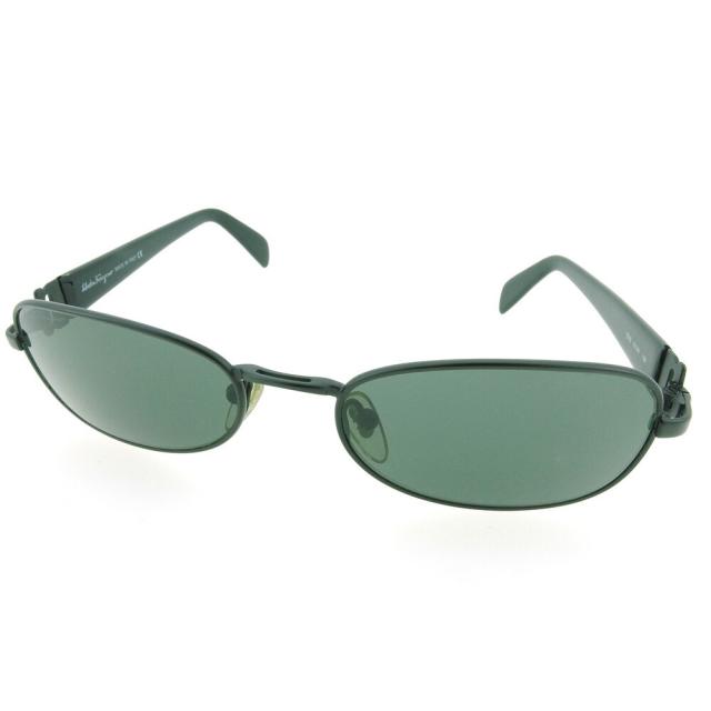 【X'masセール★30%OFF】サルヴァトーレフェラガモ Salvatore Ferragamo サングラスオーバル型 フルリム ブラック レディース 中古