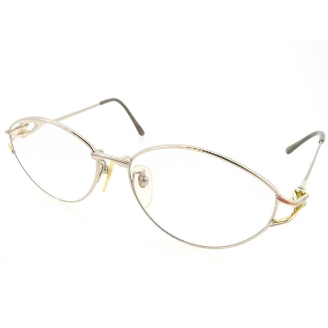 【BIGお買い物ラリー★30%OFFセール中】サンローラン SAINT LAURENT メガネ度入り フルリム サイドYSLロゴ入り ピンク ゴールド レディース 中古