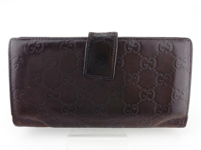 グッチ GUCCI 長財布グッチシマ ブラウン ゴールド レディース 中古_1
