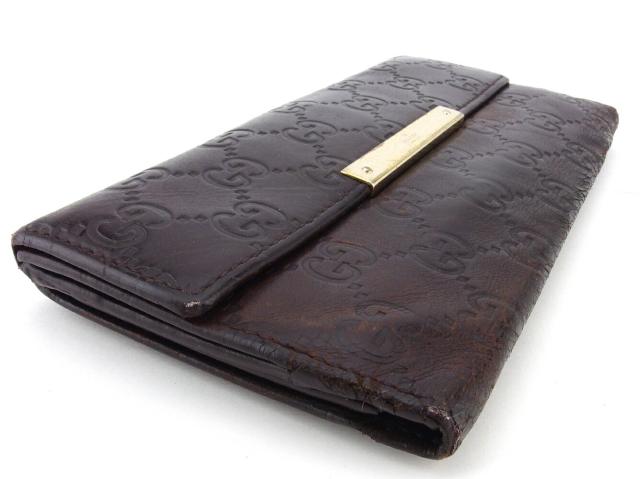 グッチ GUCCI 長財布グッチシマ ブラウン ゴールド レディース 中古_3