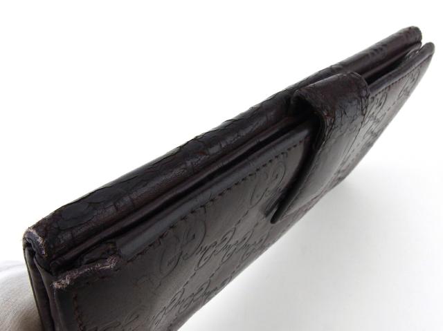 グッチ GUCCI 長財布グッチシマ ブラウン ゴールド レディース 中古_4