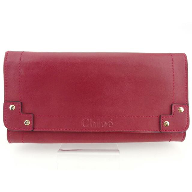 【BIGお買い物ラリー★30%OFFセール中】クロエ Chloe 長財布エデン レッド ベージュ ゴールド レディース 中古