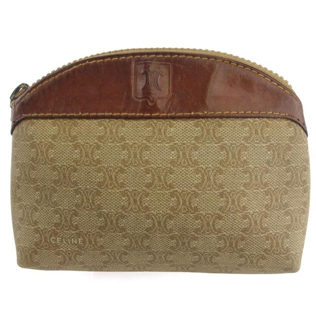 【BIGお買い物ラリー★30%OFFセール中】セリーヌ CELINE ポーチマカダム ベージュ ブラウン レディース 中古