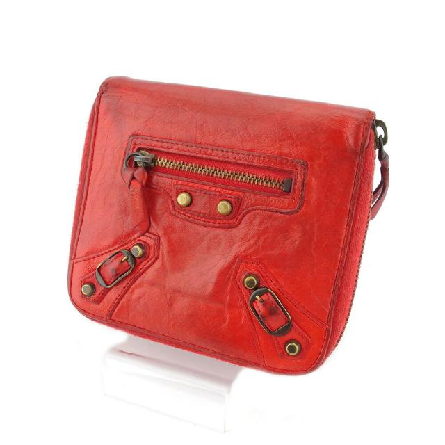 【BIGお買い物ラリー★30%OFFセール中】バレンシアガ BALENCIAGA 二つ折り財布 レッド レディース 中古