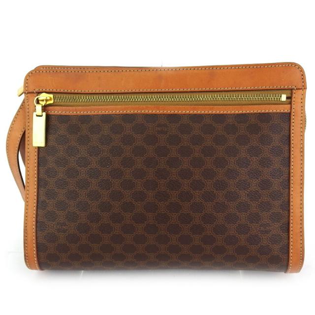 【BIGお買い物ラリー★30%OFFセール中】セリーヌ CELINE クラッチバッグマカダム ブラウン ベージュ ゴールド レディース 中古