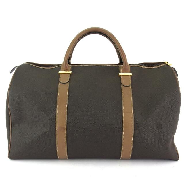 【BIGお買い物ラリー★30%OFFセール中】ダンヒル Dunhill ボストンバッグヘリンボーン ブラック ブラウン ゴールド レディース 中古