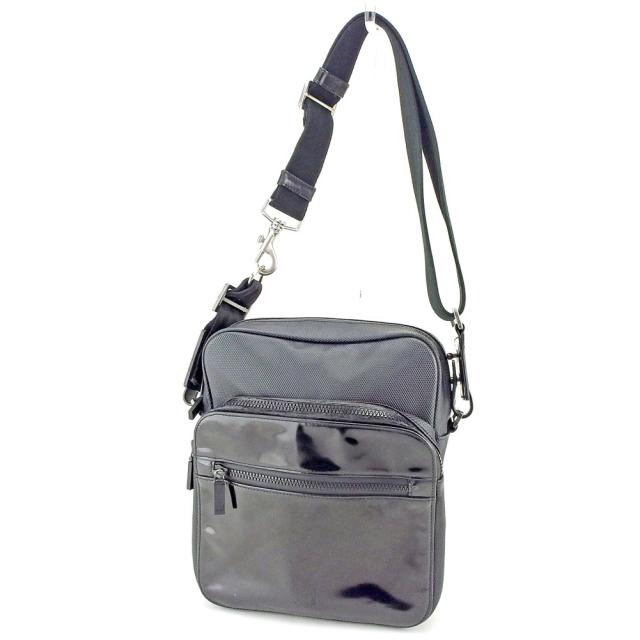 【BIGお買い物ラリー★30%OFFセール中】ダンヒル Dunhill ショルダーバッグ異素材コンビ ブラック シルバー レディース 中古