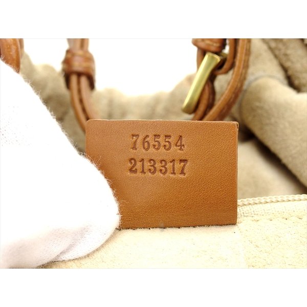 グッチ GUCCI トートバッグレザータグ ベージュ ブラウン ゴールド レディース 中古_7