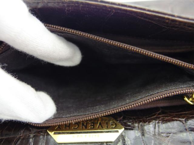 【GWタイムセール】ジバンシィ GIVENCHY ハンドバッグクロコ調 オールドジバンシィ ブラウン ゴールド レディース 中古_8